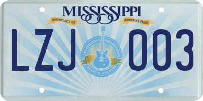 MS license plate LZJ003