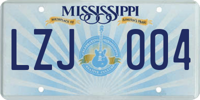 MS license plate LZJ004