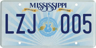 MS license plate LZJ005