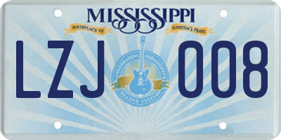 MS license plate LZJ008