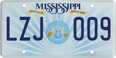 MS license plate LZJ009