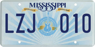 MS license plate LZJ010