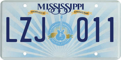 MS license plate LZJ011