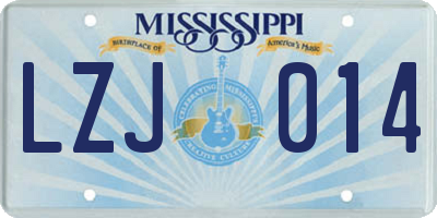 MS license plate LZJ014