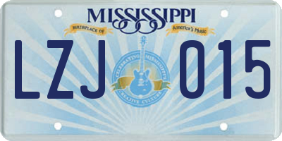 MS license plate LZJ015