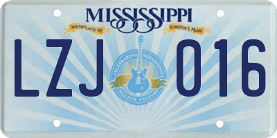 MS license plate LZJ016