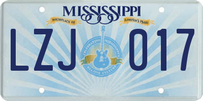 MS license plate LZJ017