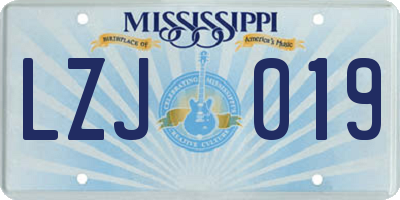 MS license plate LZJ019