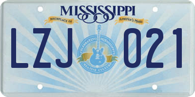 MS license plate LZJ021