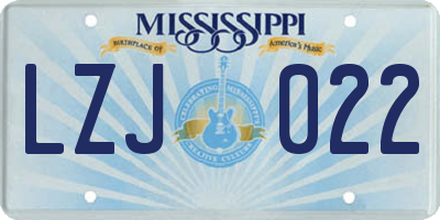 MS license plate LZJ022