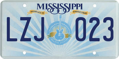 MS license plate LZJ023