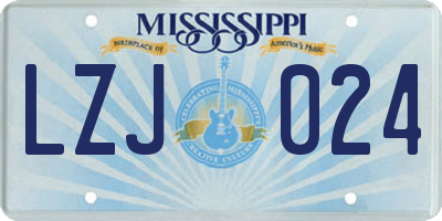 MS license plate LZJ024