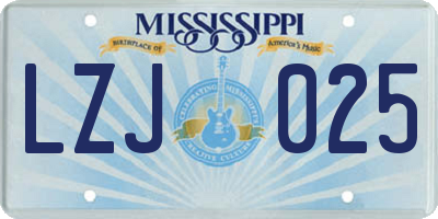 MS license plate LZJ025