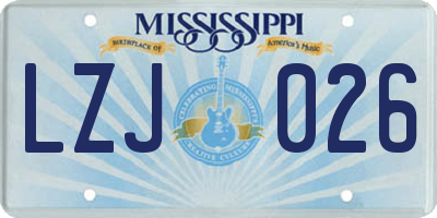 MS license plate LZJ026