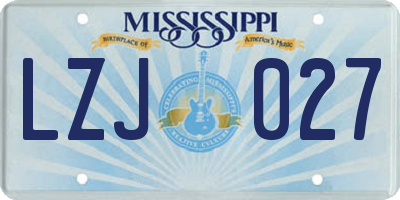 MS license plate LZJ027