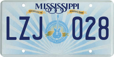 MS license plate LZJ028