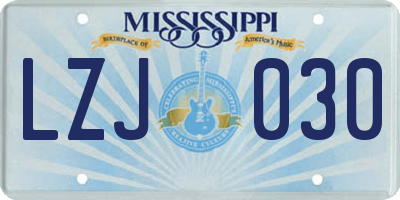 MS license plate LZJ030