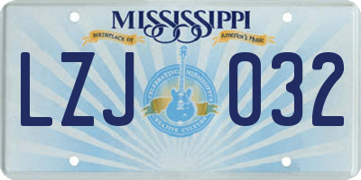 MS license plate LZJ032