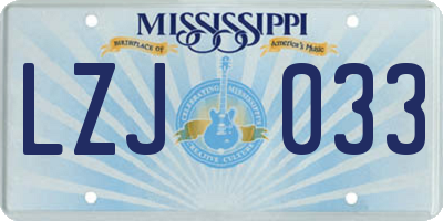 MS license plate LZJ033