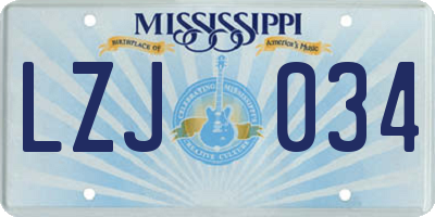MS license plate LZJ034