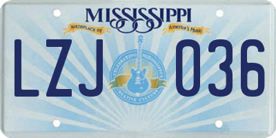 MS license plate LZJ036