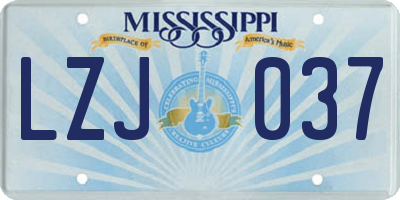 MS license plate LZJ037