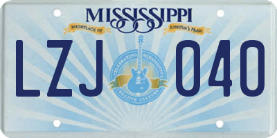 MS license plate LZJ040