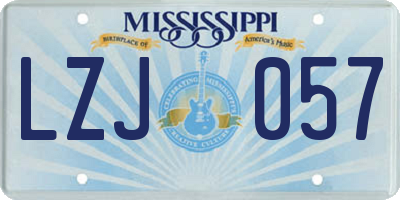 MS license plate LZJ057