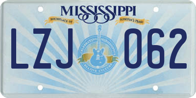 MS license plate LZJ062