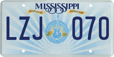 MS license plate LZJ070