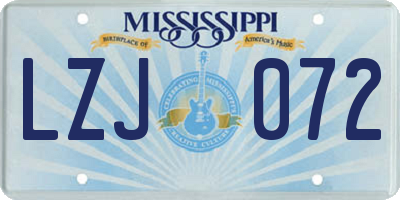 MS license plate LZJ072
