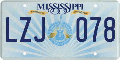 MS license plate LZJ078