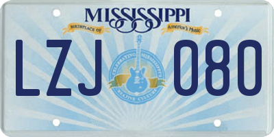 MS license plate LZJ080