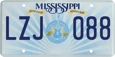 MS license plate LZJ088