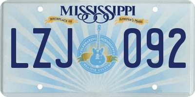 MS license plate LZJ092