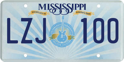 MS license plate LZJ100