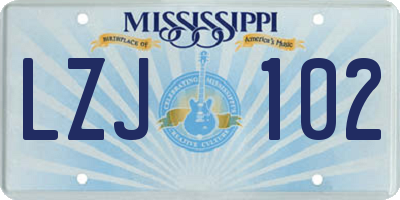 MS license plate LZJ102