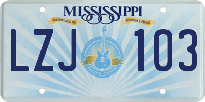 MS license plate LZJ103