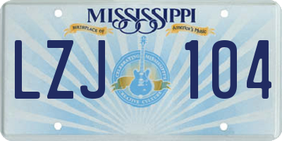 MS license plate LZJ104
