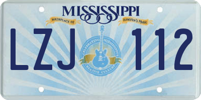 MS license plate LZJ112