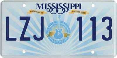 MS license plate LZJ113