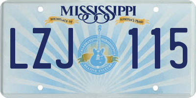 MS license plate LZJ115