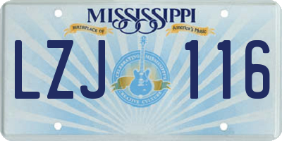 MS license plate LZJ116