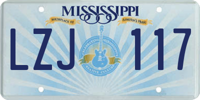 MS license plate LZJ117