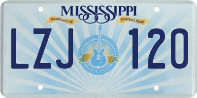 MS license plate LZJ120