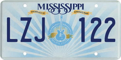 MS license plate LZJ122