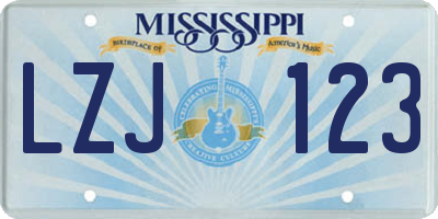 MS license plate LZJ123