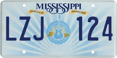 MS license plate LZJ124