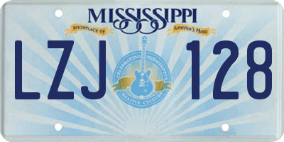MS license plate LZJ128