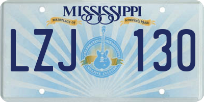MS license plate LZJ130